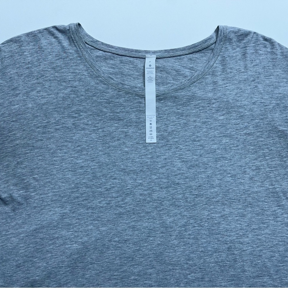 Lululemon Top Womens 6 To The Point Shirt Heathered Gray Asymmetrical Cotton - Picture 3 of 15